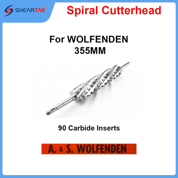 Spiral Cutterhead for WOLFENDEN 355MM Jointer 90 Carbide Inserts