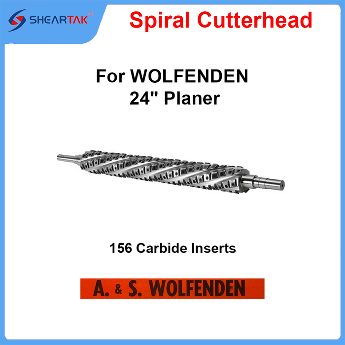 Spiral Cutterhead for WOLFENDEN 24" Planer 156 Carbide Inserts