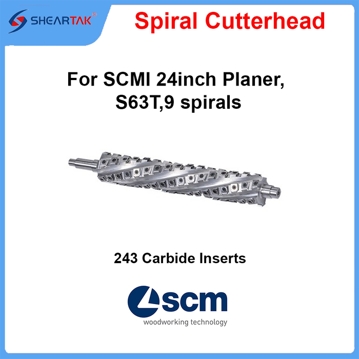 Spiral Cutterhead for SCMI 24inch Planer, S63T,9 spirals