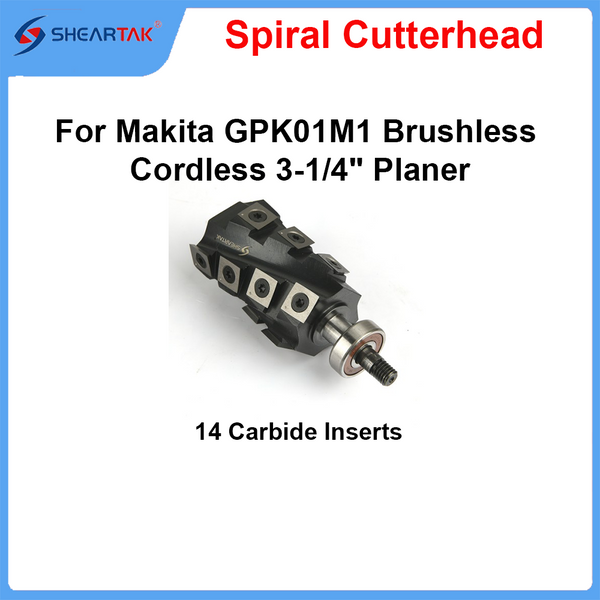 Spiral Cutterhead for Makita GPK01M1 Brushless Cordless 3‑1/4″ Planer - Sheartak Tools