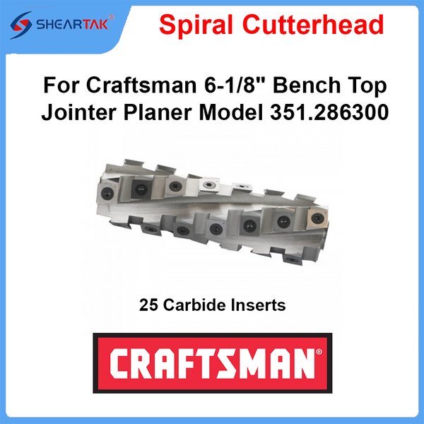 Spiral Cutterhead for Craftsman 6-1/8" Bench Top Jointer Planer Model 351.286300