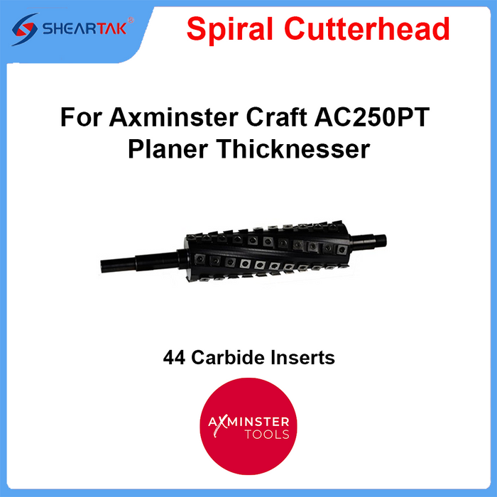 Spiral Cutterhead for Axminster Craft AC250PT with 44 Carbide Inserts
