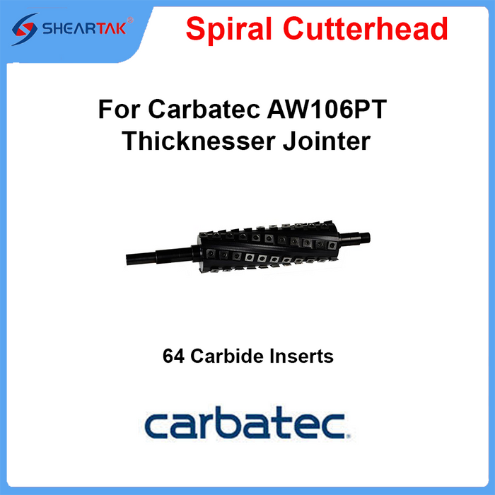 Spiral Cutterhead for Carbatec AW106PT Thicknesser Jointer - Sheartak Tools
