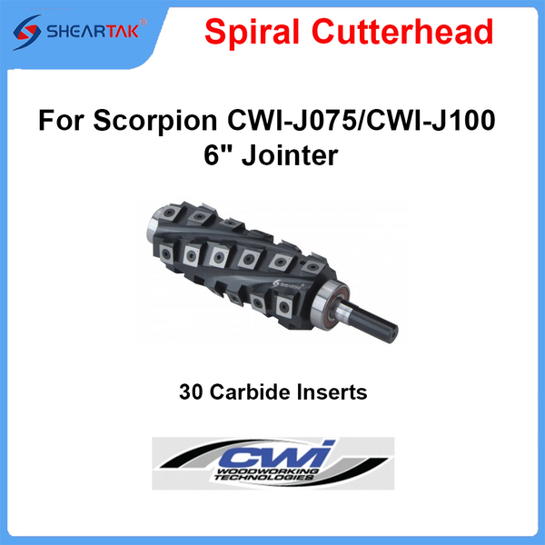 Spiral Cutterhead for Scorpion CWI-J075/CWI-J100 6" Jointer