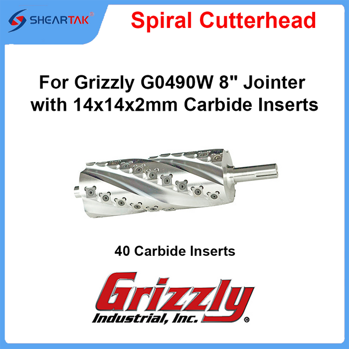 Helical cutterhead for Grizzly G0490W 8" Jointer