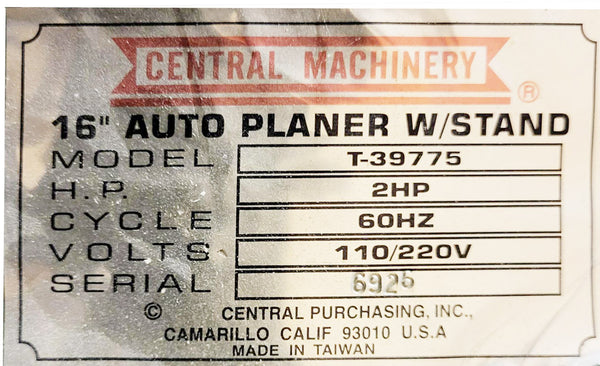 Sheartak Spiral Cutterhead For Central Machinery 16" Auto Planer Model T-39775 with 52 Carbide Inserts
