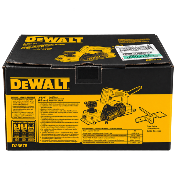 Raboteuse sans fil DeWalt DCP580 20V MAX* XR® sans balais (OUTIL SEUL) avec tête de coupe hélicoïdale