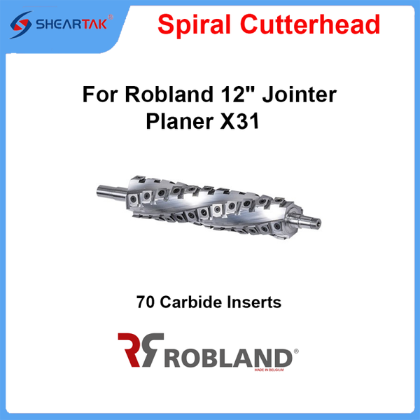Spiral Cutterhead for  Robland 12" Jointer Thicknesser X31 70 Carbide Cutters 5 Wings