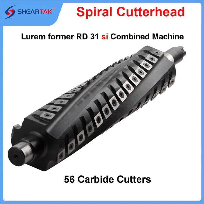 Sheartak Spiral Cutterhead for Lurem Former RD 31 Thickness Planer with 56 Carbide Inserts