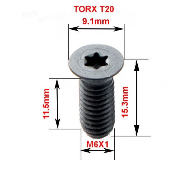 Torx T20 M6X1 Screws for Spiral Cutterhead in a Pack of 10 pieces