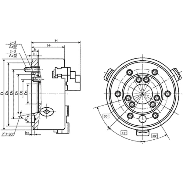 3 Jaw Self-Centering Lathe Chuck A-Type