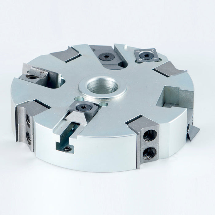 Adjustable Cutter Head for Door Frames with Reversible Carbide Inserts
