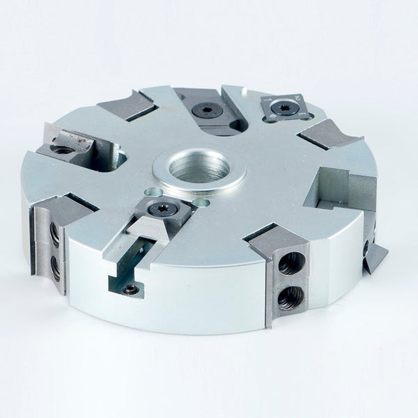 Adjustable Cutter Head for Door Frames with Reversible Carbide Inserts