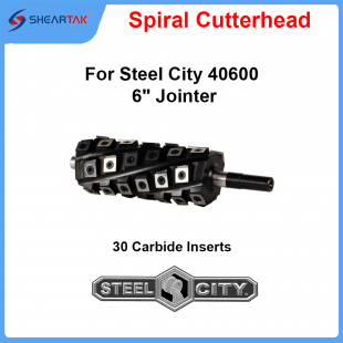Spiral Cutter head for Steel City 40600 6" Jointer with 30 Carbide Inserts